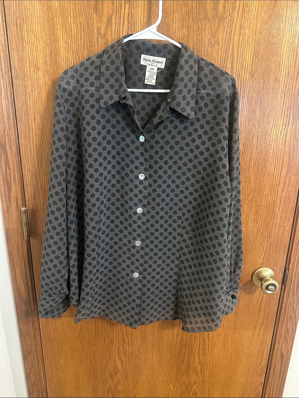 Rena Rowan Black and Gray Dot-Print Button-Down Shirt